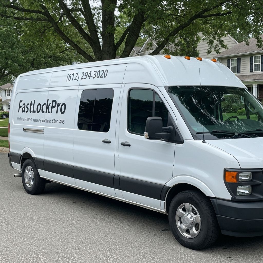 FastLockPro branded locksmith van with contact number (612) 294-3020